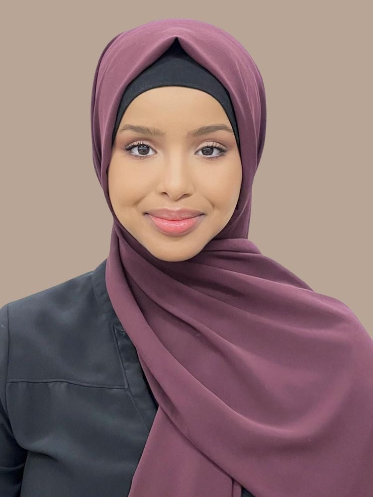 Premium Chiffon Hijab - Grape Purple - Mawdeest 