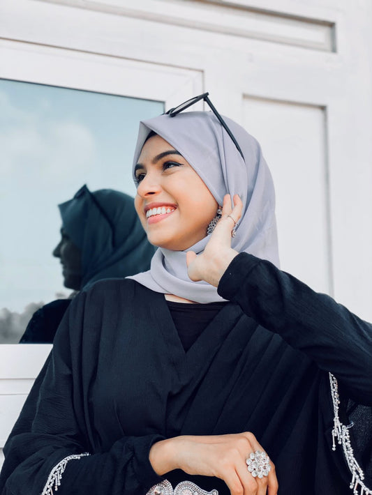 Premium Chiffon Hijab - Light Grey - Mawdeest 