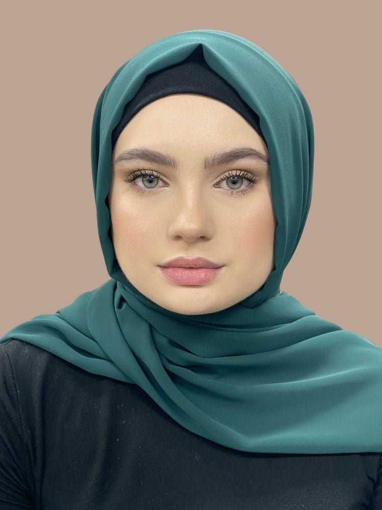 Premium Chiffon Hijab - Pine Green - Mawdeest 