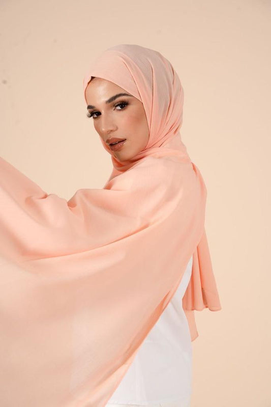 Premium Chiffon Hijab - Peach Pink - Mawdeest 