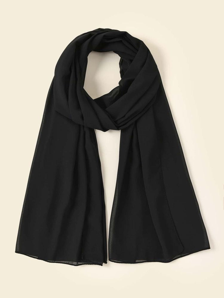 Premium Chiffon Hijab - Black - Mawdeest 