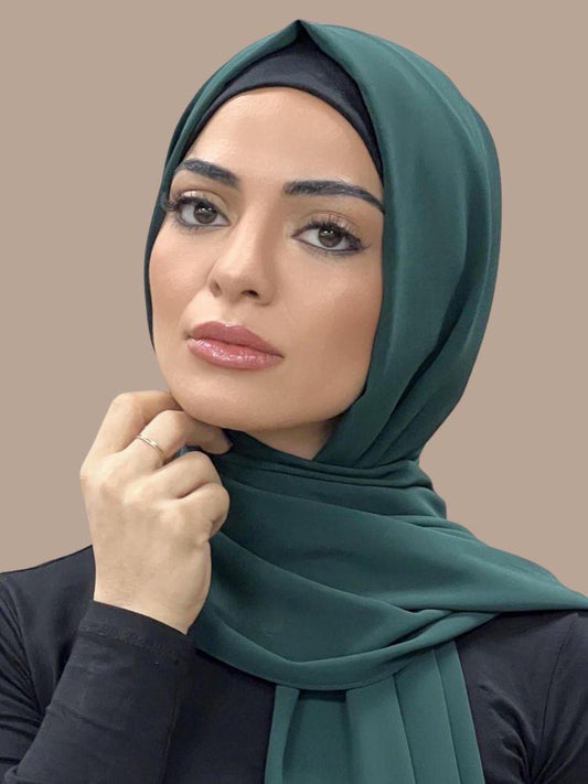 Premium Chiffon Hijab - Deep Green - Mawdeest 