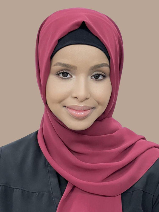 Premium Chiffon Hijab - Berry Red - Mawdeest 